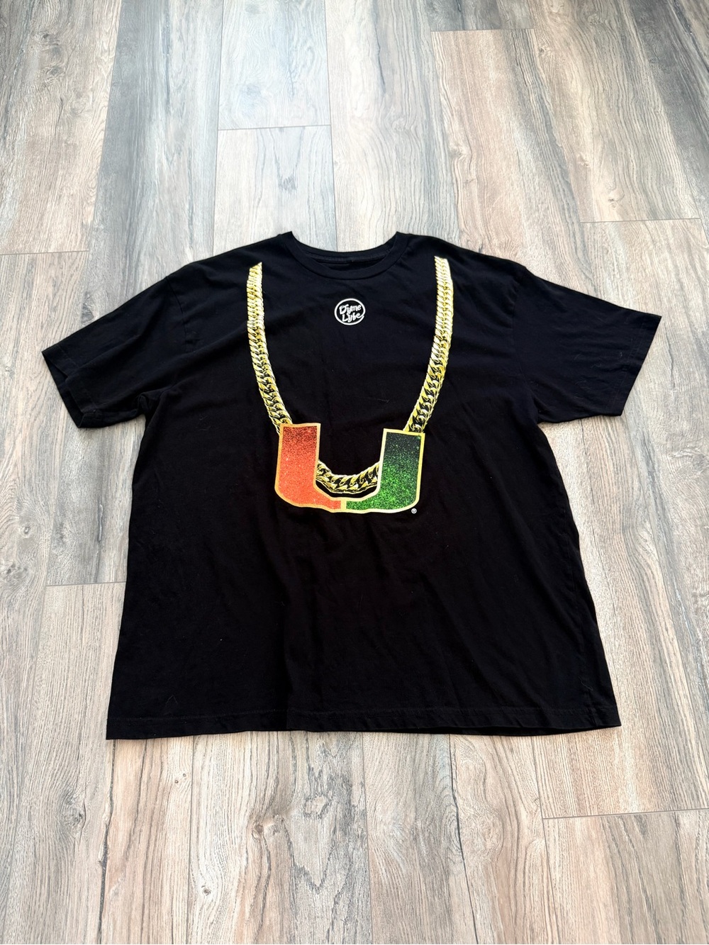 Dyme Lyfe Miami Hurricanes The U Turnover Gold Chain T-Shirt Men’s XL